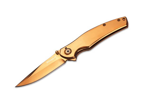 Pocket Knives, Gold, Thumb Stud, Linerlock, 440A, Stainless Steel